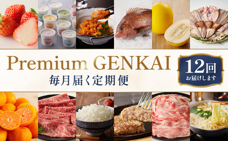 【12回定期便】～Premium GENKAI～定期便 ／ フルーツ 佐賀牛 米 バラエティ 定期便 【Z001】