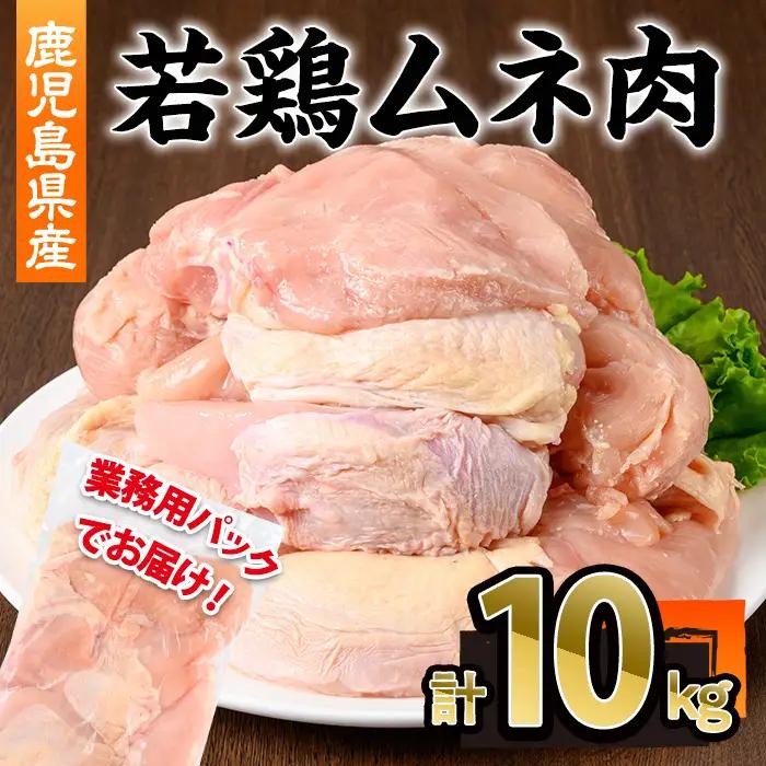 鹿児島県産 若鶏 ムネ肉 (計10kg・2kg×5P) 鶏肉 国産 冷凍【株式会社羽根】A1098