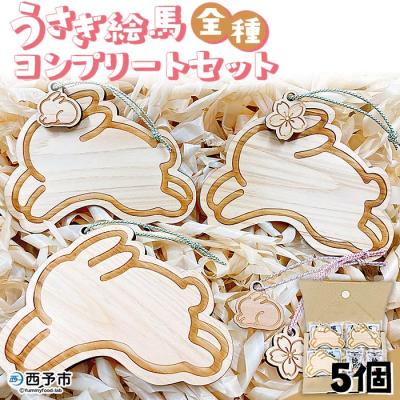 ふるさと納税 西予市 <うさぎ絵馬全種コンプリートセット>　ウサギ　卯　エマ　キーホルダー　ストラップ　お守り　おしゃれ