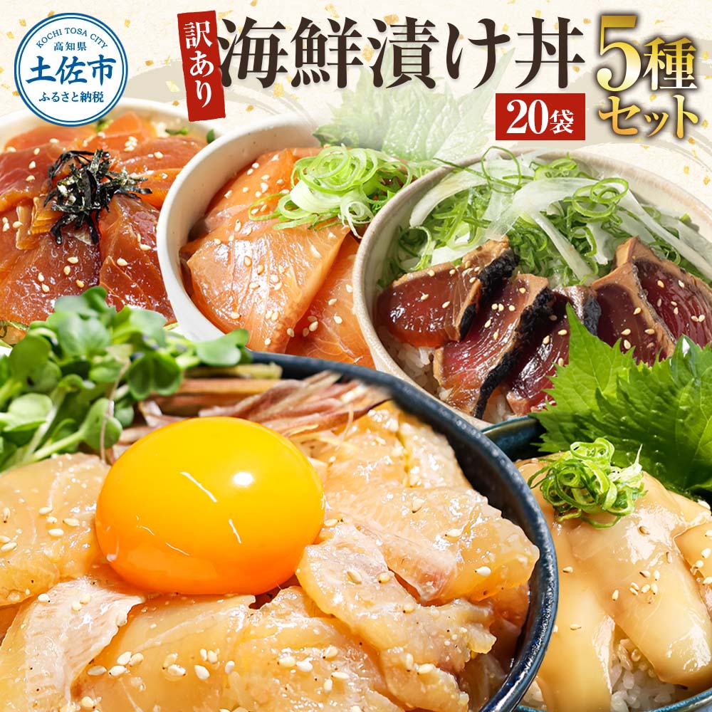 訳あり 海鮮漬け丼 （5種×各4P） セット マグロ 鯛 イカ ブリ 鰹のたたき 漬け丼 海鮮丼 漬け づけ丼 食べくらべ 漬け丼の素 海鮮丼の具 海鮮セット まぐろ いか ぶり 鯛 かつおのたたき 鰹タタキ 訳アリ 不揃い 規格外 わけあり 食べ比べ 海鮮 魚介類 水産加工品 冷凍 食品 保存食 鯛茶漬け 小分け 一人暮らし 簡単 高知 惣菜 22000円