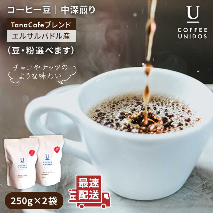 【ふるさと納税】中深煎りコーヒー豆 タナカフェブレンド 250g×2袋（豆・粉選べます） 《糸島市》【COFFEE UNIDOS】珈琲/カフェ/コーヒー粉 [AQF011] 15000円 常温
