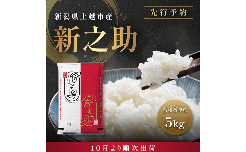 先行予約【10月より順次出荷】令和8年産 新潟県 上越市産 新之助 5kg 白米 精米 送料無料 塩崎農場