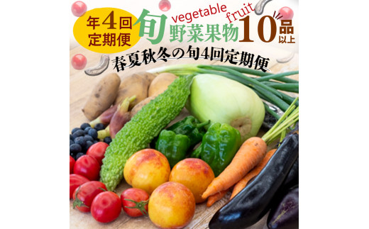 【 定期便 4回 】 野菜 ･ 果物 10 ～ 13 種類 セット | お楽しみ やさい フルーツ セット 旬 春 夏 秋 冬 採れたて 新鮮 農家 直送 詰め合わせ 国産 季節 フレッシュ 果物 フ