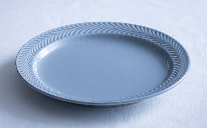 【波佐見焼】ローズマリー リム プレートL グレー【翔芳窯】 [FE216]