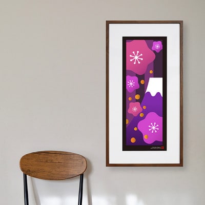 ＼注目の和紙アート/ 【絵画】富士と桜(紫)額装サイズ300mmx600mm　阿波紙【1275435】