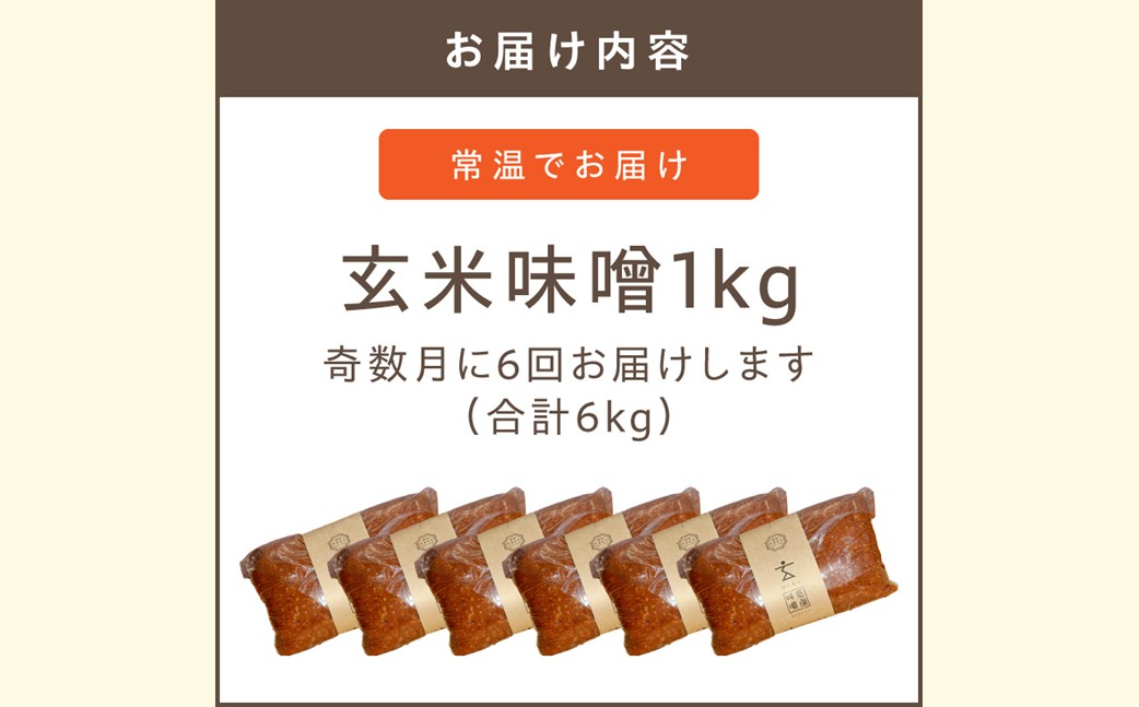 【C-122】低塩・無添加・長期熟成 福岡県産「玄米味噌」【隔月定期便(計6回発送)】