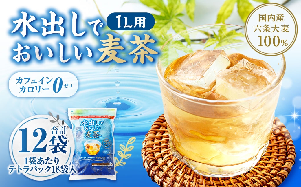 
                  水出しでおいしい麦茶 360g （ 18袋 ） × 12袋 ノンカフェイン ミネラル 補給 国産 麦茶 麦ちゃ むぎちゃ テトラパック 水出し
                