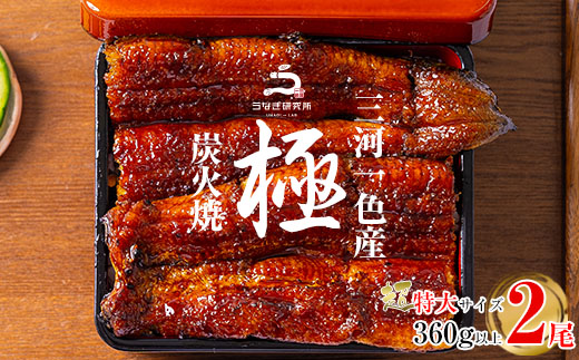 三河一色産うなぎ蒲焼超特大2尾(計360g以上)・R046