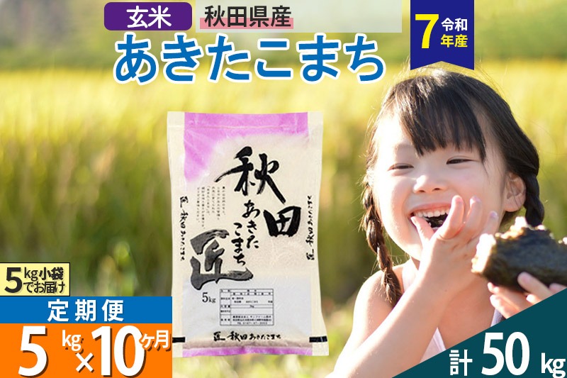 【玄米】＜令和7年産＞ 《定期便10ヶ月》秋田県産 あきたこまち 匠 5kg (5kg×1袋)×10回 5キロ お米 |02_snk-020310s