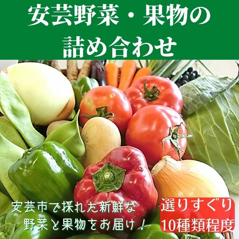 【ふるさと納税】1-3:安芸野菜・果物詰め合わせ　高知県安芸市　安芸駅ぢばさん市場　新鮮野菜　季節の果物　10種類程度　野菜　果物　詰め合わせ　採れたて　旬の野菜セット　健康　栄養