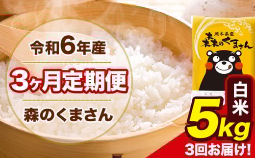 令和6年産 森のくまさん 【3ヶ月定期便】 白米 《お申し込み月の翌月から出荷開始》 5kg (5kg×1袋) 計3回お届け 熊本県産 単一原料米 森くま 熊本県 玉東町