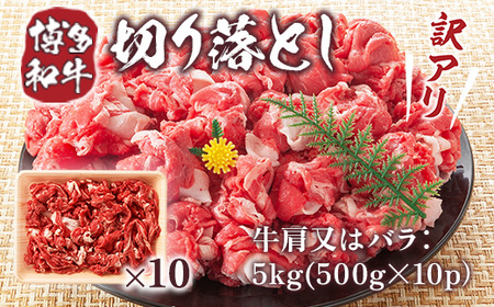 訳アリ！博多和牛切り落とし 5kg(500g×10p） DX033