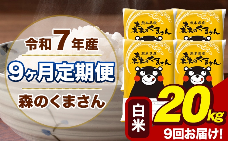 
            【9ヶ月定期便】令和7年産 森のくまさん 白米 20kg 5kg×4袋 計9回お届け《お申込み翌月から出荷》お米 こめ 熊本県産 ご飯 備蓄
          