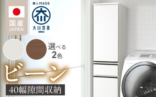 
                  隙間収納 【ビーン 40】_隙間収納 ビーン 40 大川家具 収納 スリム 完成品 コンパクト 可動棚 機能性抜群 引出収納 フルオープンレール 耐震 お洒落 シンプル 日本製 お取り寄せ 福岡県 久留米市 送料無料_Qd092
                