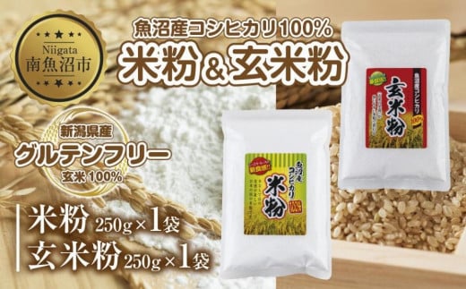 
ES489 新潟県産 米粉 玄米粉 セット 各250g 計500g 魚沼産 コシヒカリ 白米粉 アレルギー グルテンフリー GABA お取り寄せ 製菓 パン作り 製菓 送料無料 コパフーズ 新潟県 南魚沼市
