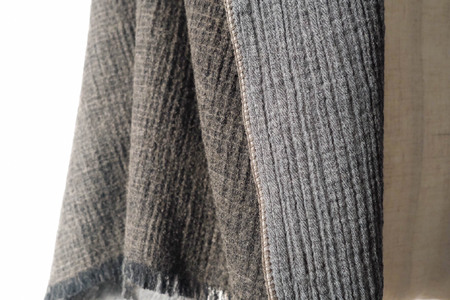81-15【播州織】Cotton Wool W- Face Muffler　Brown×gray（ブラウン）