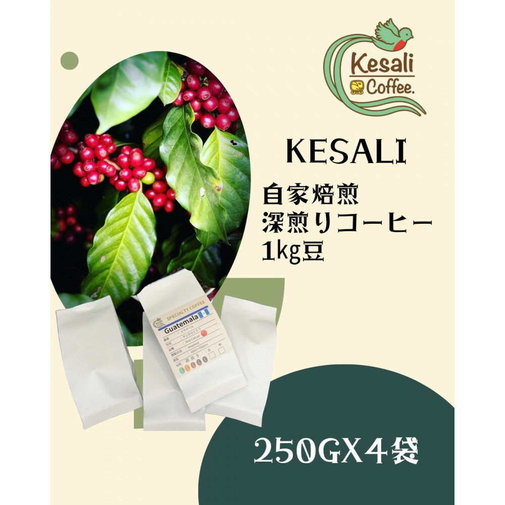 【ふるさと納税】Kesali自家焙煎　深煎りコーヒー1kg豆