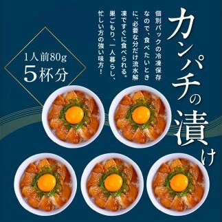 KYF031_1　高知の海鮮丼の素「かんぱちの漬け丼の素」1食80g×5P 勘八 カンパチ 惣菜 そうざい 冷凍 保存食 海鮮 小分け パック 本場 高知 海鮮丼 パパッと 簡単 一人暮らしコロナ 緊