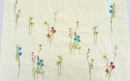 可憐なフラワー刺繍ストール イエロー | 新潟県 五泉市 ストール