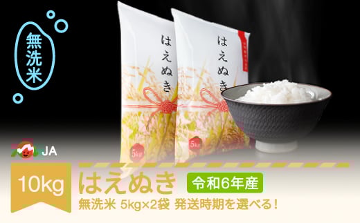 米 10kg 5kg×2 はえぬき 無洗米 令和6年産 2025年9月上旬 ja-hamxb10-9a