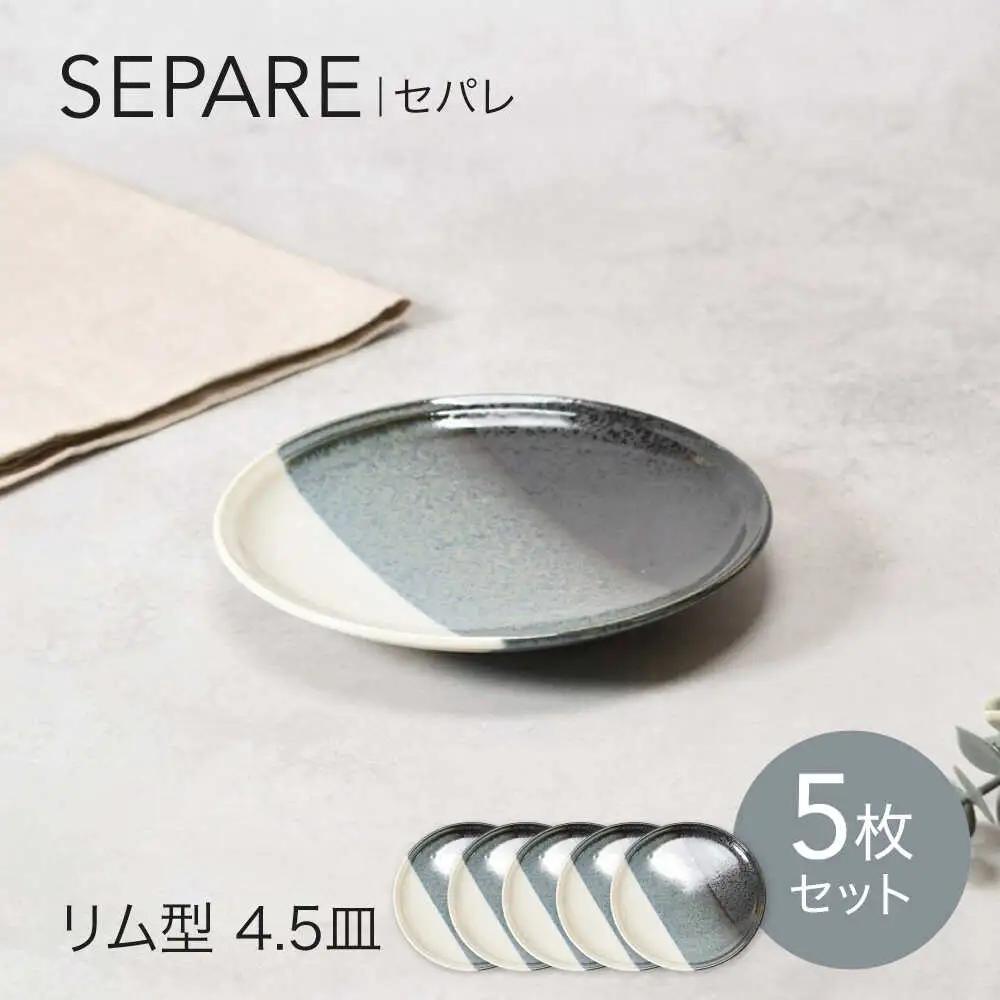 【美濃焼】セパレ リム型 4.5皿 5点セット【カネ定製陶】プレート 皿 モダン[MEI253]