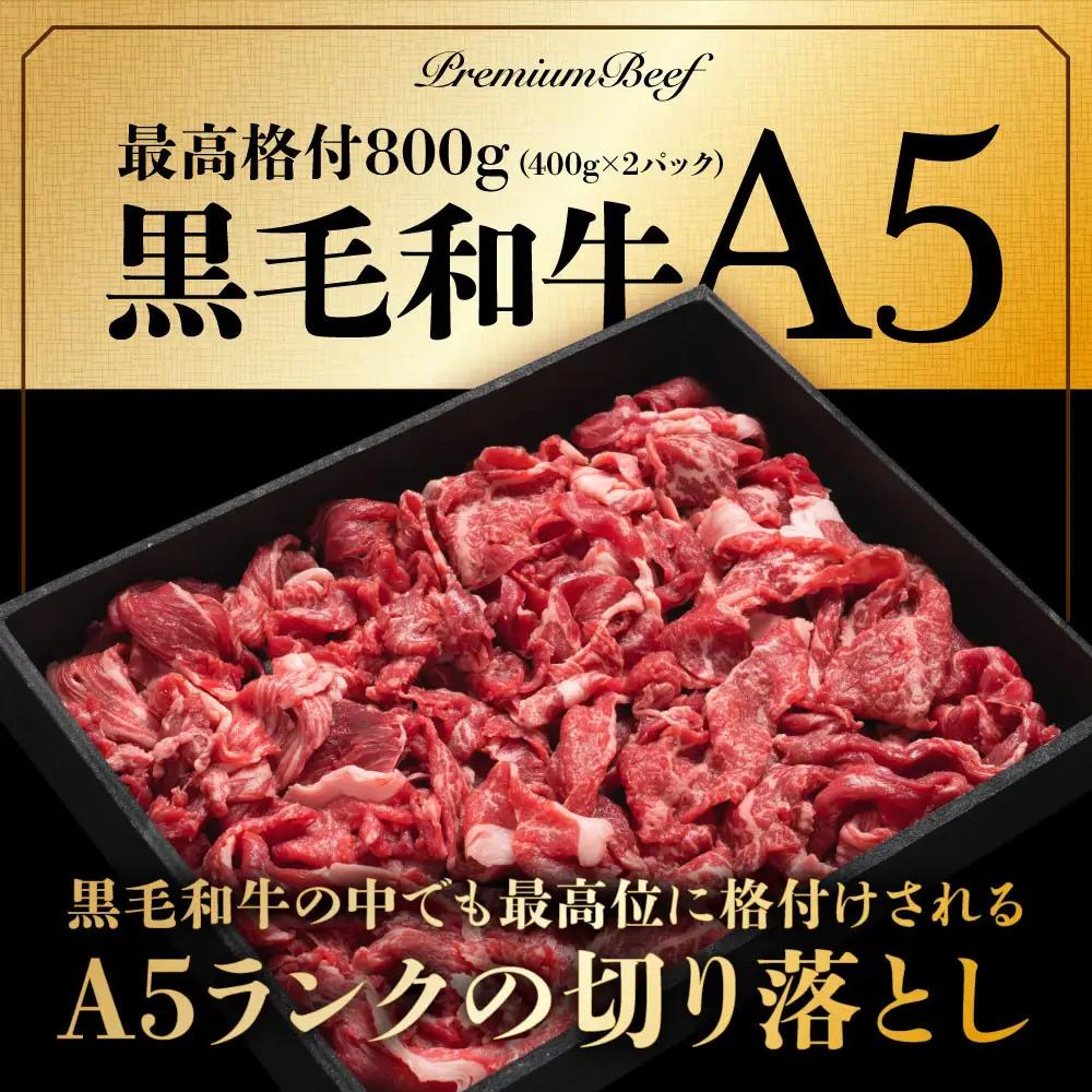 【ふるなびWEEK対象】A5黒毛和牛切り落とし800g（400g×2パック）【配送不可：離島】 切り落とし