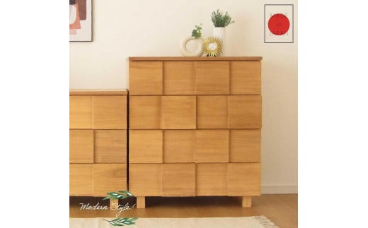 
            80幅4段 ナチュラル チェスト タンス 国産 大川家具 完成品 おしゃれ モダン レトロ
          