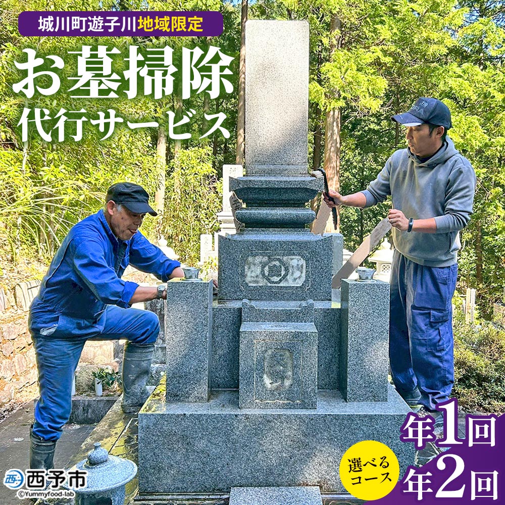 【ふるさと納税】＜遊子川地域限定 お墓掃除代行サービス（年1回／2回）＞ 選べる 回数 コース 2基 墓所 墓石 お掃除 清掃 雑草取り ゴミ拾い 代理 代行 お手入れ お供え 供養 花立 線香台 水鉢 雑草取り お墓参り お手入れ 遊子川ゲストハウス コッコロん 愛媛県 西予市