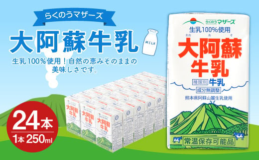 らくのうマザーズ 大阿蘇 牛乳 3.6％ 250ml×24本 紙パック