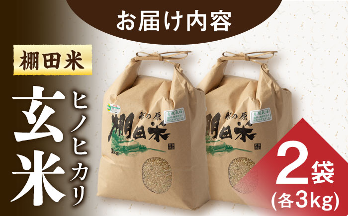 【自然農法で育てた特別栽培米】令和5年産 ヒノヒカリ 玄米 6kg（3kg×2袋）/永尾 忠則 [UAS006] 棚田米 棚田玄米 米 お米