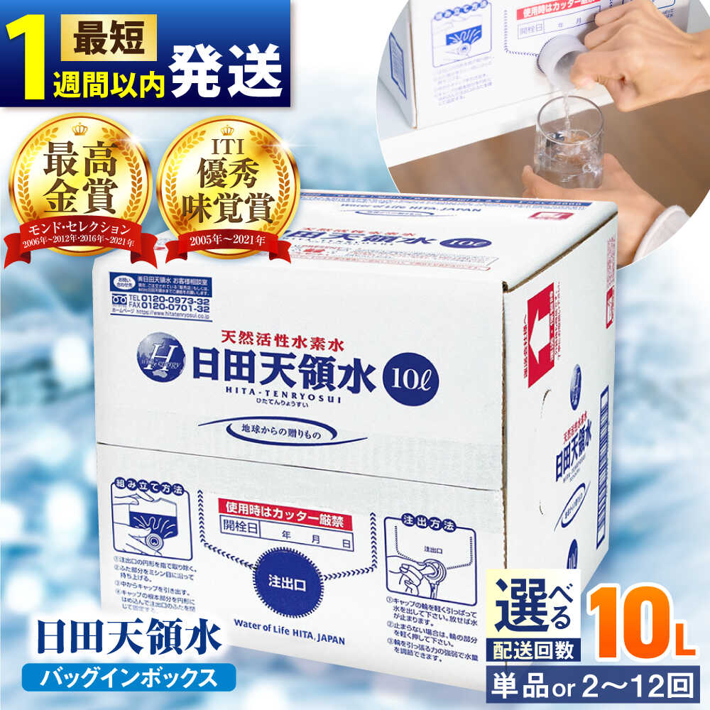 【ふるさと納税】【最短1週間以内発送】【選べる回数】日田天領水 10L×1箱 天然水 ミネラルウオーター 飲料水 水 みず アウトドア キャンプ 備蓄 防災 常温 日田市 / グリーングループ株式会社 [AREG014]