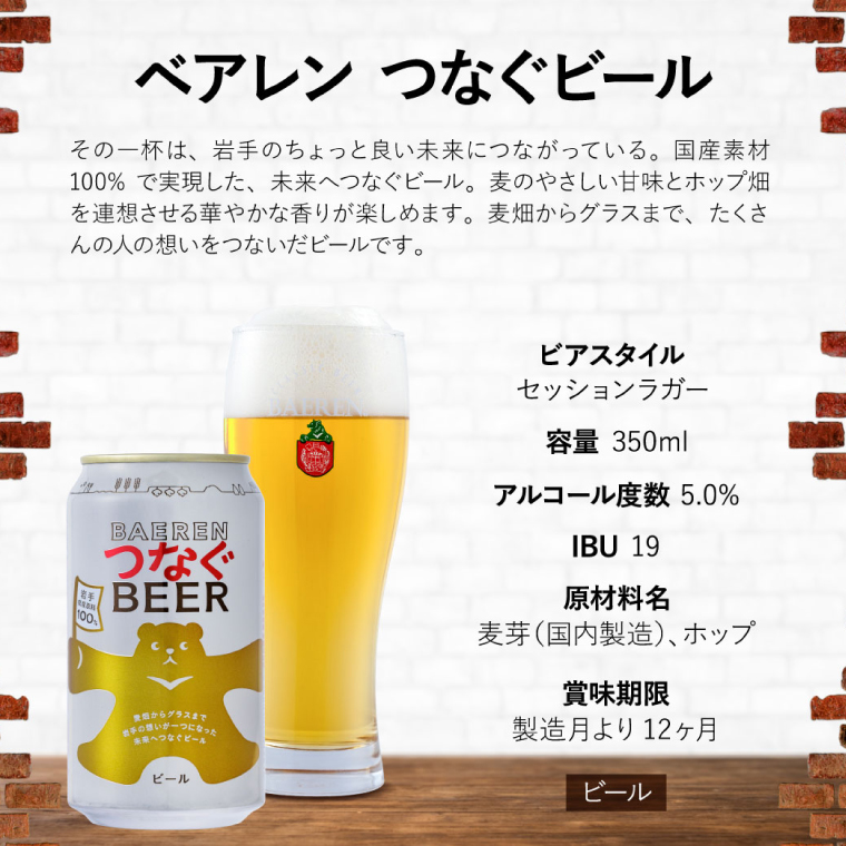 つなぐビール 350ml缶 24本セット ベアレン醸造所 (AT052)
