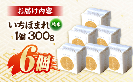 【300g×6個】福井県産 いちほまれ 300g×6個 2合 真空パック 小分け  / 白米 国産米 福井県 ブランド米 保存しやすい 小浜市 / シマダ農園 [BFAV011]