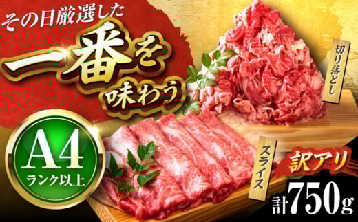 【訳あり】【A4〜A5】博多和牛 スライス&切り落としセット 750g 吉富町/株式会社MEAT PLUS [BGAB020]