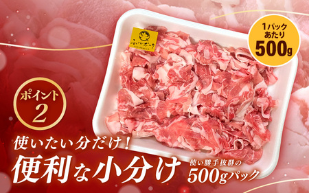 「福井県ブランド豚」ふくいポーク 切り落とし 1kg（500g × 2パック）【銘柄豚 福井県産 ポーク 豚肉 ぶたにく  使い勝手抜群 ぶた丼 豚汁 生姜焼き 煮物  三元交配 肉  冷凍 小分け 
