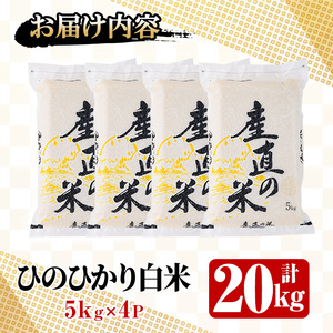 ＜先行予約受付中！2025年11月中旬以降順次発送予定＞＜令和7年産・新米＞ひのひかり 白米 (計20kg)お米 20キロ ヒノヒカリ 美白米 真空パック 真空包装【114900500】【祥田産業】