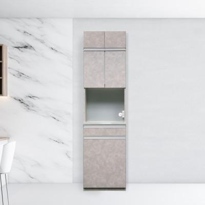 ふるさと納税 大川市 オッド 幅60cm 石目調 スリム食器棚レンジボード 上置きオーダー ムラミグレー・ブラック