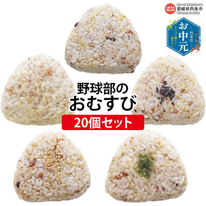 【ふるさと納税】【お中元】＜野球部のおむすび 20個（5種×4個）＞ おにぎり マヨネーズ たまご こんぶ おかか そぼろ カレーチーズ お惣菜 食べ比べ セット 詰め合わせ 玄米おむすび玄むす屋 かんこめ 愛媛県 西条市【冷凍】『通常：2か月以内に順次出荷予定』