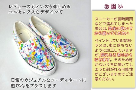 手描きスニーカー「Ran ペイントS」 スリッポン ワイズ 2E 22.0～28.0cm メンズ レディース ユニセックス 【受注制作】ハンドペイント カジュアルシューズ おすすめ おしゃれ 大人のお