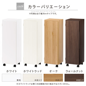 【国産家具】オーダーすき間ラック〔幅33cm・キャスター・扉付き・ロータイプ〕（ホワイト）すき間ラック 収納棚 約 奥行32 高さ96 扉付き キャスター付き スリム 薄型 木製 扉付 5段 ABE4
