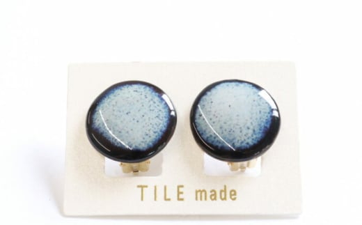 【美濃焼】 紫むら タイル イヤリング 直径20mm 瑞浪市 / TILEmade タイル アクセサリー ハンドメイド [AZCD033]
