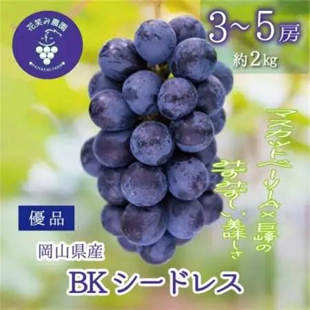 【2026年先行受付】岡山　花笑み農園の『BKシードレス』優品　約2kg(3～5房)　B-2優【配送不可地域：離島・北海道・沖縄県】【1593502】