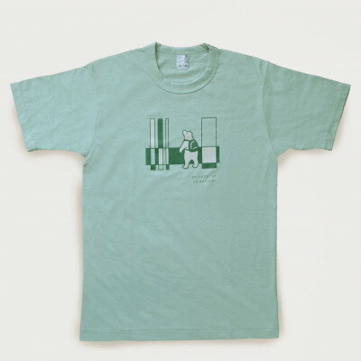 【ふるさと納税】「知床トコさん」×久米繊維　コットンTシャツ　四角デザイン柄　グリーン　Lサイズ　半袖【配送不可地域：離島・沖縄県】【1634914】