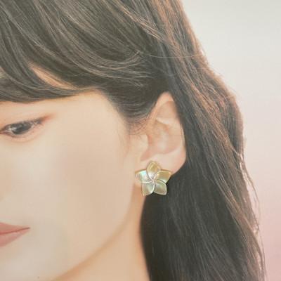 ふるさと納税 屋久島町 夜光貝細工のプルメリア・ピアス |  | 01