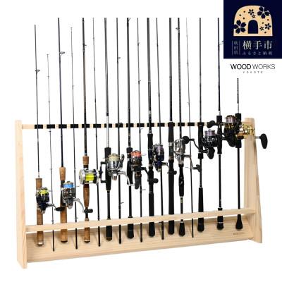 ふるさと納税 横手市 WOOD WORKS ロッドスタンド20本掛け 本体カラー:ナチュラル/フェルトカラー:ブラック