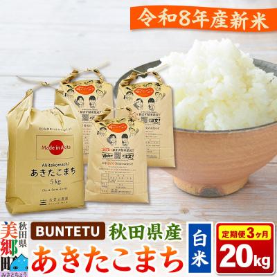ふるさと納税 美郷町 新米予約 《定期便3ヶ月》あきたこまち 精米 20kg(5kg×4)|01_btt-022003s