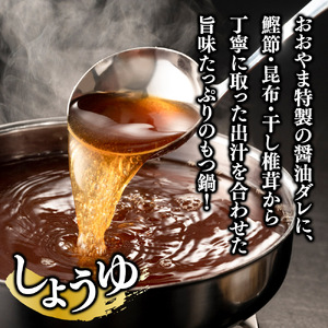 博多もつ鍋おおやま もつ鍋みそ・しょうゆ食べ比べ 各2人前（合計4人前） もつ モツ もつ鍋 みそ味 しょうゆ味 博多 九州産 国産牛 超低温カット お取り寄せ 贈り物 冷凍保存 福岡 八女 072-