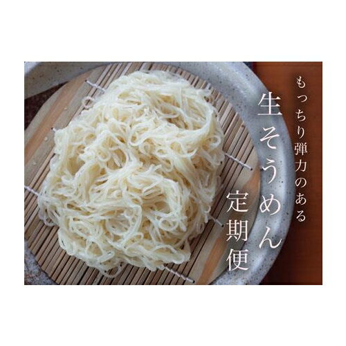 【ふるさと納税】【定期便3ヶ月】もっちり食感が人気の生そうめん4食入り1箱（鮭節冷つゆ）【16115】