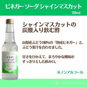 山梨産ぶどう100%の熟成ビネガーの、そのまま飲める「ビネガーソーダシャインマスカット12本セット」【1658113】