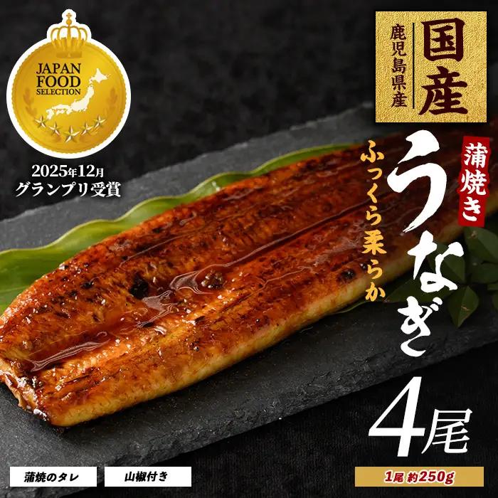 うなぎ 蒲焼 4尾 約1kg 鹿児島県産 IB021-003 うなぎ